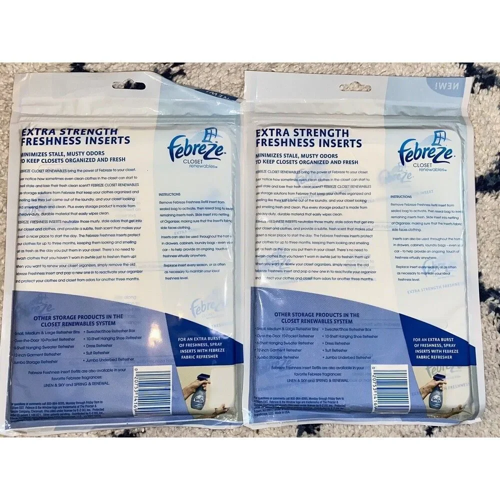 Febreeze Closet Renewables Lot-2 Packs of Refresher Bag-2 Packs Of Inserts &More